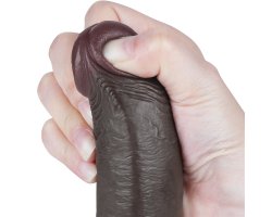 Реалистичный фаллос черного цвета на присоске Sliding Skin Dual Layer Dong, 22 см, Ø 3,7 см-foto2