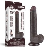 Реалистичный фаллос черного цвета на присоске Sliding Skin Dual Layer Dong, 22 см, Ø 3,7 см