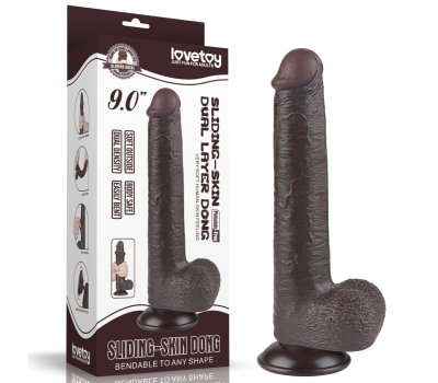 Реалистичный фаллос черного цвета на присоске Sliding Skin Dual Layer Dong, 22 см, Ø 3,7 см Реалистичный фаллос черного цвета на присоске Sliding Skin Dual Layer Dong, 22 см, Ø 3,7 см