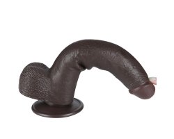Реалистичный фаллос черного цвета на присоске Sliding Skin Dual Layer Dong, 22 см, Ø 3,7 см-foto11