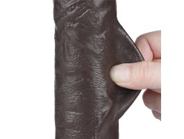 Реалистичный фаллос черного цвета на присоске Sliding Skin Dual Layer Dong, 24 см, Ø 4,3 см-foto12
