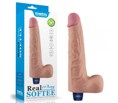 Реалистичный перезаряжаемый вибратор с мошонкой Real Softee, 25,3 см, Ø 5,1 см Реалистичный перезаряжаемый вибратор с мошонкой Real Softee, 25,3 см, Ø 5,1 см