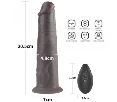 Двухслойный перезаряжаемый ротатор на присоске Platinum Silicone, 20,5 см, Ø 4,8 см