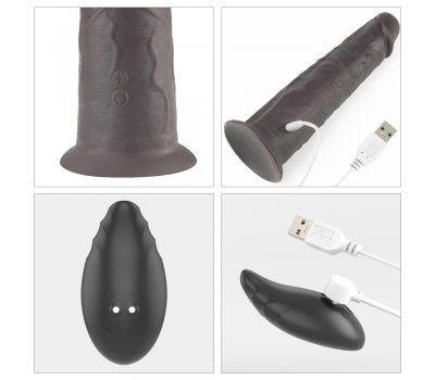 Двухслойный перезаряжаемый ротатор на присоске Platinum Silicone, 20,5 см, Ø 4,8 см