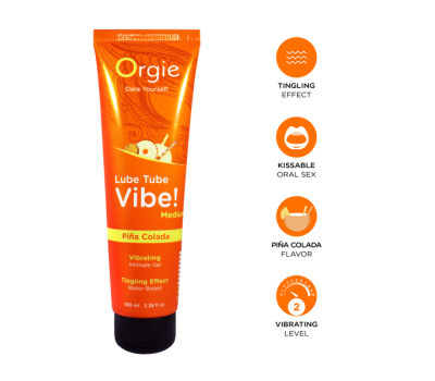 Лубрикант с эффектом вибрации Orgie Lube Tube Vibe Medium Pina Colada, 100 мл Лубрикант с эффектом вибрации Orgie Lube Tube Vibe Medium Pina Colada, 100 мл