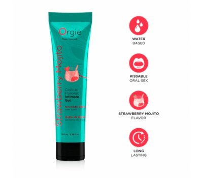 Съедобный интимный гель Orgie Lube Tube Cocktail Strawberry Mojito, 100 мл Съедобный интимный гель Orgie Lube Tube Cocktail Strawberry Mojito, 100 мл