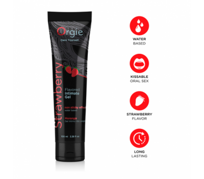 Съедобный интимный гель Orgie Lube Tube Strawberry, 100 мл Съедобный интимный гель Orgie Lube Tube Strawberry, 100 мл