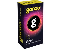 Презервативы Ganzo Extase, с точечно-ребристой поверхностью, анатомической формы, латекс, 18 см, 12 шт