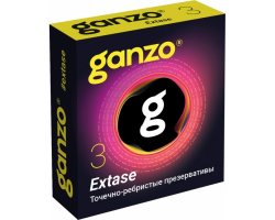 Презервативы Ganzo Extase, с точечно-ребристой поверхностью, анатомической формы, латекс, 18 см, 3 шт