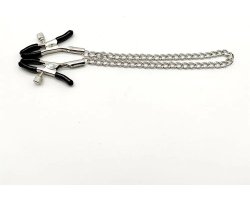 Классические зажимы на соски с серебряной цепочкой-foto3