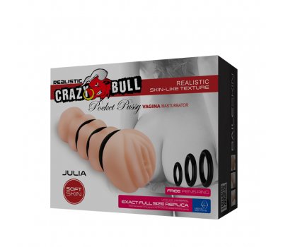 Мастурбатор вагина с комплектом колец Crazy Bull JULIA Pocket Pussy