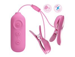 Перезаряжаемые зажимы на соски с вибрацией и электростимуляцией Pretty Love Nipple Clip-foto4