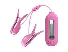 Перезаряжаемые зажимы на соски с вибрацией и электростимуляцией Pretty Love Nipple Clip-foto7