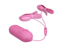 Перезаряжаемые зажимы на соски с вибрацией и электростимуляцией Pretty Love Nipple Clip-foto6