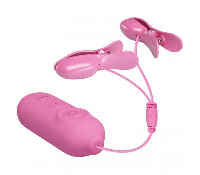 Перезаряжаемые зажимы на соски с вибрацией и электростимуляцией Pretty Love Nipple Clip