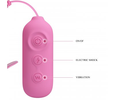 Перезаряжаемые зажимы на соски с вибрацией и электростимуляцией Pretty Love Nipple Clip