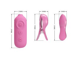 Перезаряжаемые зажимы на соски с вибрацией и электростимуляцией Pretty Love Nipple Clip-foto9