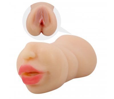 Двухсторонний мастурбатор вагина и ротик с зубками Crazy Bull Zoey, 17 см