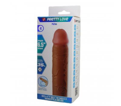Удиняющая насадка Pretty Love Nile, мулат, 16,5 см, Ø 3,7 см