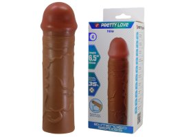 Удиняющая насадка Pretty Love Nile, мулат, 16,5 см, Ø 3,7 см