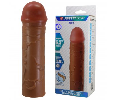 Удиняющая насадка Pretty Love Nile, мулат, 16,5 см, Ø 3,7 см