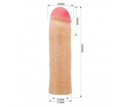 Удиняющая насадка Pretty Love Chane, телесный, 18 см, Ø 3,9 см