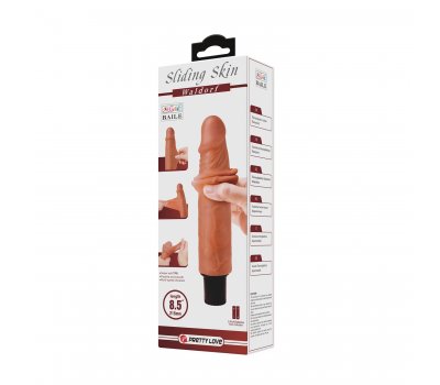 Вибратор с эффектом скользящей кожи Pretty Love Sliding Skin Waldorf, мулат, 21,5 см, Ø 4 см