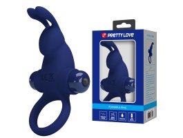 Синее эрекционное виброкольцо Pretty Love с зайчиком