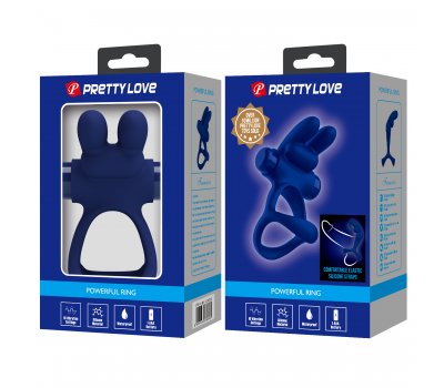 Эрекционное виброкольцо Pretty Love Powerful Ring с ушками и петлей на мошонку