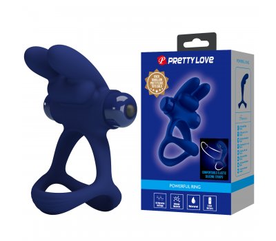 Эрекционное виброкольцо Pretty Love Powerful Ring с ушками и петлей на мошонку