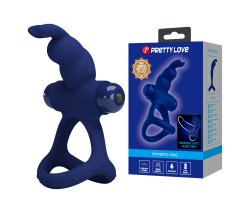 Эрекционное виброкольцо Pretty Love Powerful Ring с зайчиком и петлей на мошонку-foto8