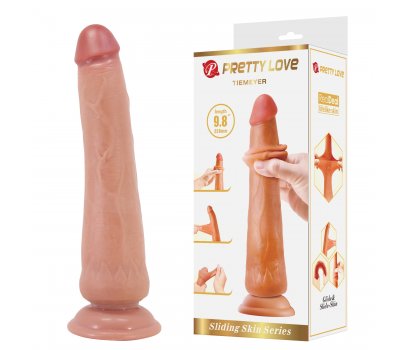 Реалистичный фаллоимитатор на присоске Tiemeyer Sliding Skin, мулат, 25 см, Ø 3,7 см