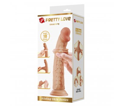 Реалистичный фаллоимитатор на присоске Sharife Sliding Skin, телесный, 25,4 см, Ø 4,8 см