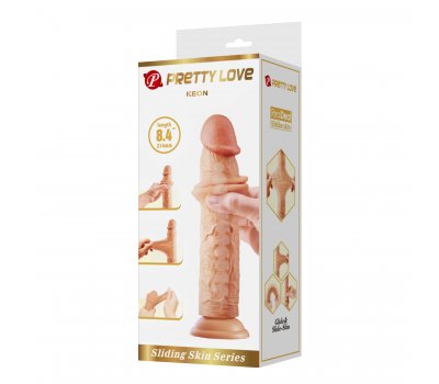 Реалистичный фаллоимитатор на присоске Keon Sliding Skin, телесный, 21,4 см, Ø 4,4 см