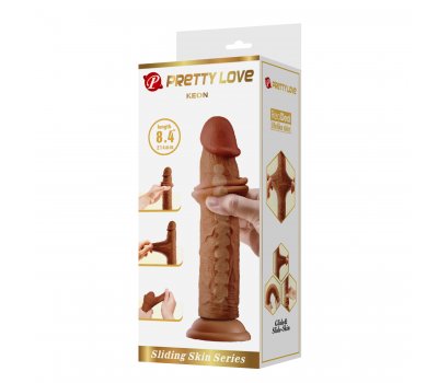 Реалистичный фаллоимитатор на присоске Keon Sliding Skin, мулат, 21,4 см, Ø 4,4 см