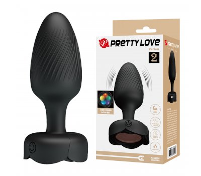 Анальная пробка с вибрацией и подсветкой Pretty Love Varian 2, черная, Ø 3,8 см