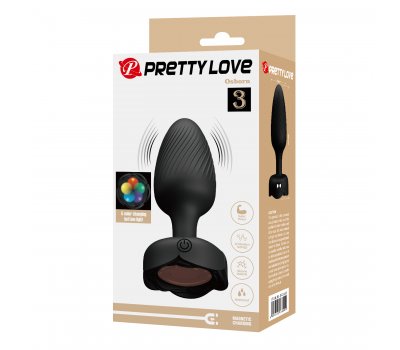 Анальная пробка с вибрацией и подсветкой Pretty Love Osborn 3, черная, Ø 3,4 см