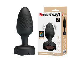 Анальная пробка с вибрацией и подсветкой Pretty Love Osborn 3, черная, Ø 3,4 см