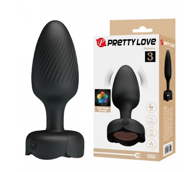 Анальная пробка с вибрацией и подсветкой Pretty Love Osborn 3, черная, Ø 3,4 см