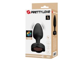 Анальная пробка с вибрацией и подсветкой Pretty Love Olman, черная, Ø 3 см-foto3