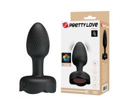 Анальная пробка с вибрацией и подсветкой Pretty Love Olman, черная, Ø 3 см Анальная пробка с вибрацией и подсветкой Pretty Love Olman, черная, Ø 3 см