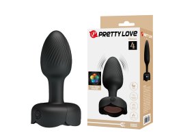Анальная пробка с вибрацией и подсветкой Pretty Love Olman, черная, Ø 3 см