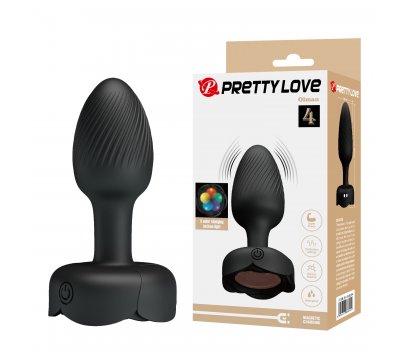 Анальная пробка с вибрацией и подсветкой Pretty Love Olman, черная, Ø 3 см
