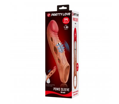 Увеличивающая вибронасадка на пенис +5 см Penis Sleeve Brad