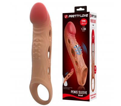 Увеличивающая вибронасадка на пенис +5 см Penis Sleeve Brad
