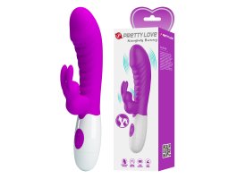 Вибратор с клиторальным стимулятором Pretty Love Naughty Bunny, 19,8 см, Ø 3,6 см