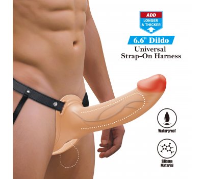 Силиконовый фаллопротез на ремнях Harness Briefs Landon, телесный, 17,1 см, Ø 4,5 см
