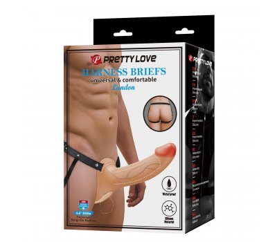 Силиконовый фаллопротез на ремнях Harness Briefs Landon, телесный, 17,1 см, Ø 4,5 см