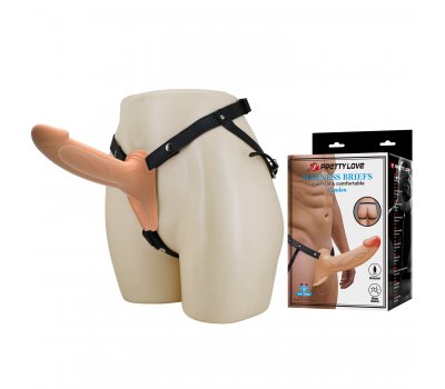 Силиконовый фаллопротез на ремнях Harness Briefs Landon, телесный, 17,1 см, Ø 4,5 см