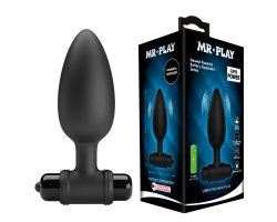 Анальная пробка черного цвета с вибрацией Mr.Play, 11,8 см, Ø 3,8 см